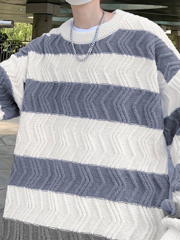 Strukturierter gestreifter Pullover für Herren-1