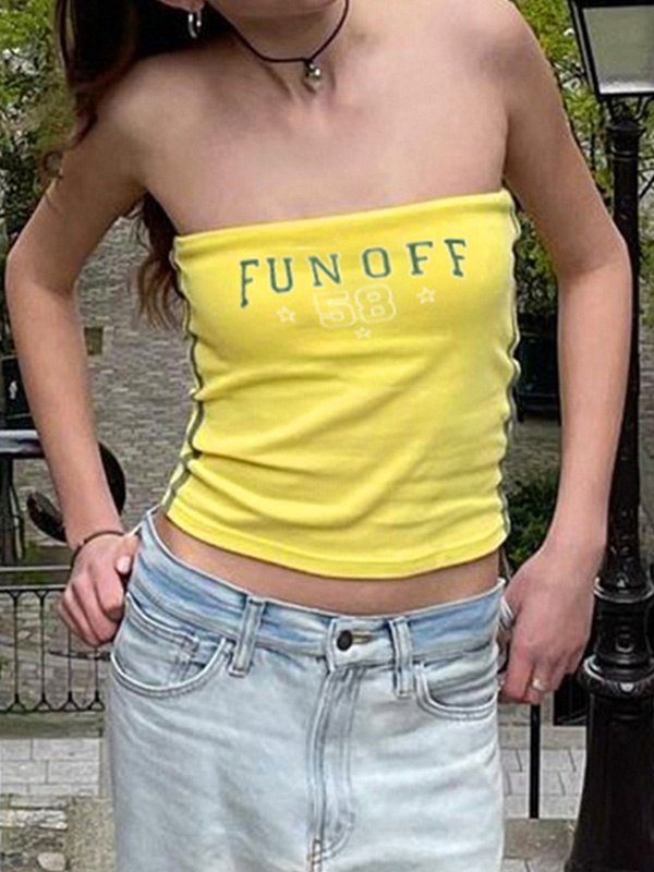 Bandeau-Oberteil mit Letter-Print-1