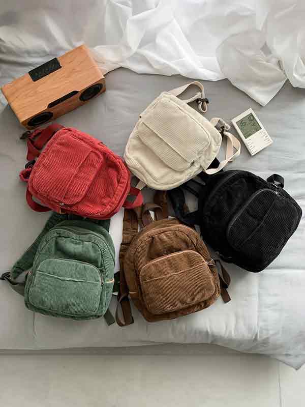 Einfarbiger Mini-Rucksack aus Cord-1
