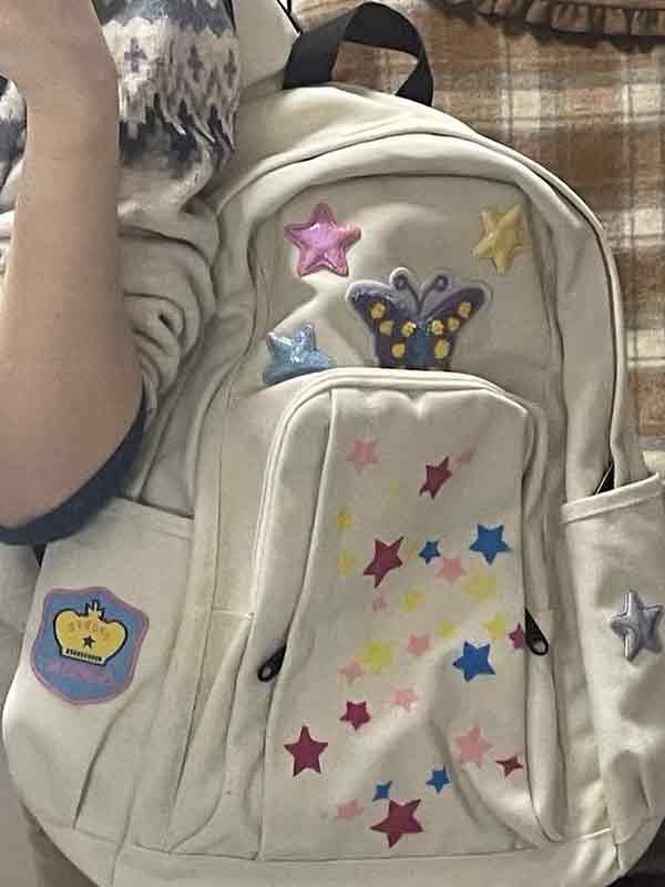 Wasserdichter Rucksack mit großem Fassungsvermögen und farbenfrohem Sternendekor-1