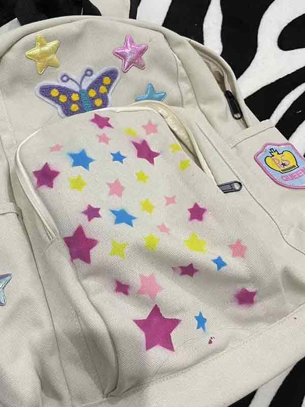 Wasserdichter Rucksack mit großem Fassungsvermögen und farbenfrohem Sternendekor-4