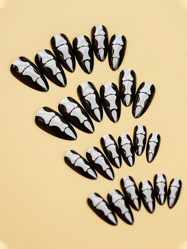 24 Stück Halloween Knuckle Muster Press On Nails-2
