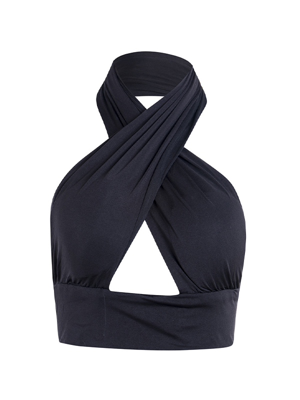 Solide, rückenfreie, kurze Neckholder-Weste-5